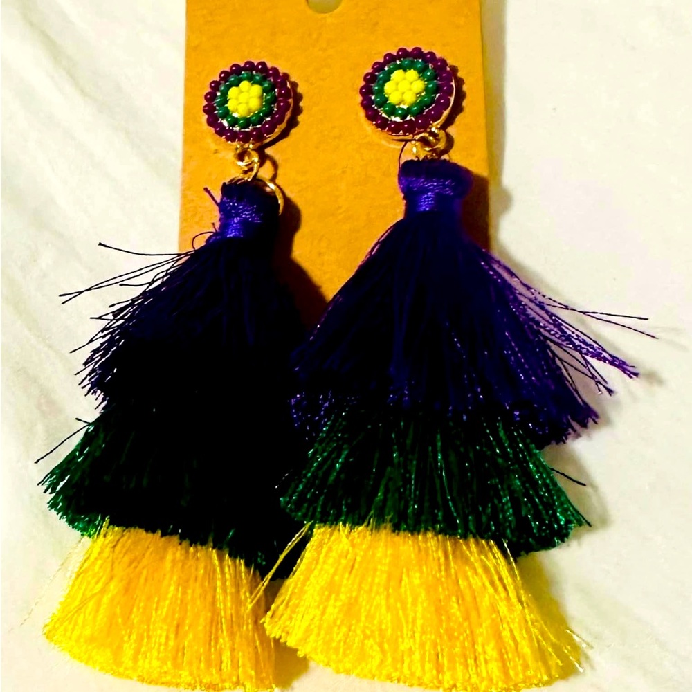 Mardi Gras Tassel Earrings